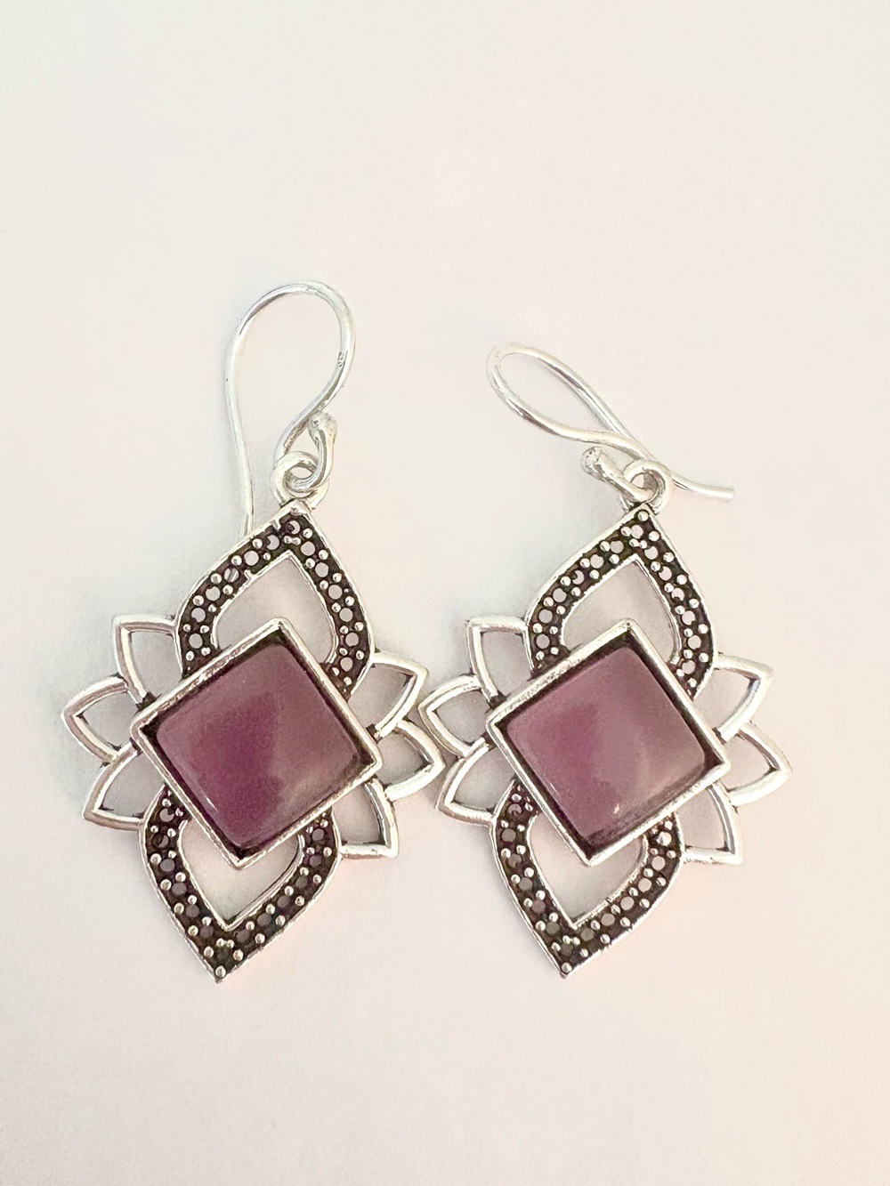 Beautiful, 925 marked, Amethyst earrings